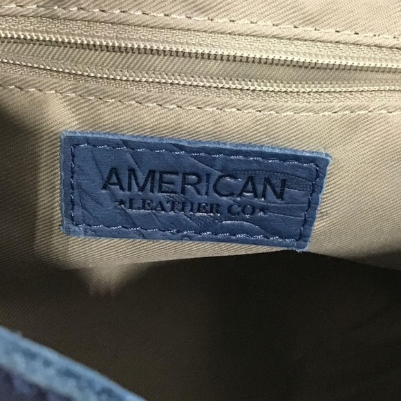 American Leather Company Hand Tooled Navy Shoulder Bag - Picture 5 of 15